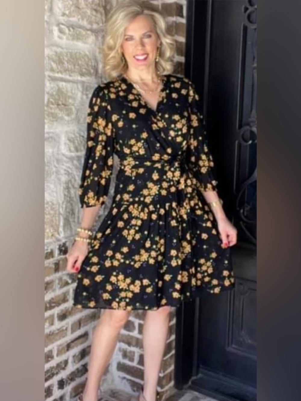 CAbi Debut Fiesta Floral Mesh Wrap Dress Romantic Wedding Guest Spring Summer M
